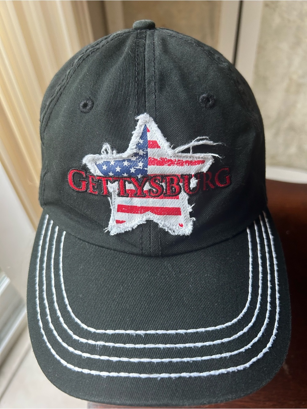 Black Baseball Cap with American Star Patch